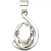 MOOYE ® - Collectie Zilveren Bergkristal edelsteen facet ovaal groot hanger