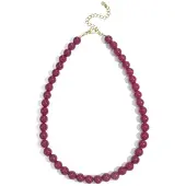 Yehwang Kralen Ketting - 10 mm - Bordeaux Rood- Roestvrij Staal