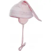 Doll Baby muts met oorflappen, lichtroze gestreept, maat 43