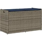vidaXL Opbergbank met kussen voor buiten 100 cm poly rattan grijs