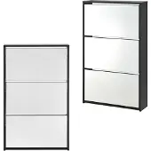 En.casa Schoenenkast met spiegels 3 vouwdeuren 102,5x63x17 cm zwart
