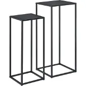En.casa Bijzettafel set van 2 zwart metaal 70x30x30 - 60x25x25 cm