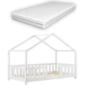 En.casa Kinderbed Treviolo met uitvalbeveiliging en matras 70x140 cm wit []