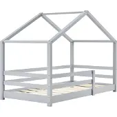 En.casa Kinderbed huisbed met uitvalbeveiliging 70x140 lichtgrijs