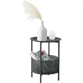 En.casa Bijzettafel Kruibeke rond 45xØ35 cm metaal zwart
