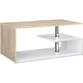 En.casa Salontafel Haarlem rechthoekig wit en eikenkleurig 90x50x41 cm []