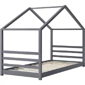 En.casa Kinderbed huisbed met bedbodem 90x200 cm donkergrijs