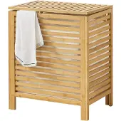En.casa Wasmand bamboe met waszak en deksel 65 l