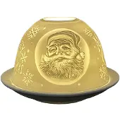 Clayre & Eef Waxinelichthouder Ø 12x8 cm Wit Porselein Kerstman