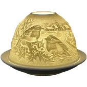 Clayre & Eef Waxinelichthouder Ø 12x8 cm Wit Porselein Hert Wit