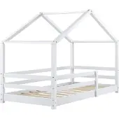 En.casa Kinderbed huisbed met uitvalbeveiliging 90x200 wit