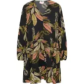 IZIA Jurk 'Hoona' pasteelgeel / riet / zalm roze / zwart