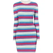 Mymo Gebreide jurk beige / blauw / lila / pink