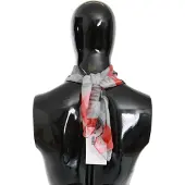 Costume National Dames sjaal rood 100% zijde gemerkt grijs
