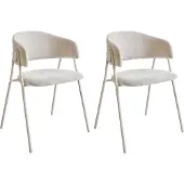 Beliani ALANSOM - Eetkamerstoel set van 2 - Lichtbeige - Stof