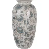 Clayre & Eef Vaas 19x10x38 cm Wit Blauw Keramiek