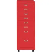MCW Ladekast, ladekast op wielen, stalen ladekast archiefkast, metaal 115x40x41cm 8 laden ~ rood