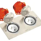 Eltra Legrand vloerstopcontact aluminium vierkant 2-voudig met randaarde IP44