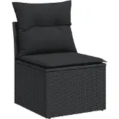 vidaXL 4-delige tuinmeubelset met kussens, zwart, polyrotan