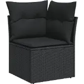 vidaXL 6-delige Loungeset met kussens poly rattan zwart