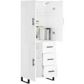 vidaXL Hoge kast 69,5x34x180 cm bewerkt hout wit