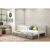 BMS KUBUŚ - Jeugdbed - 90x200 - Wit/Graphiet - Inclusief Matras en Lade