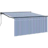 vidaXL Uitschuifbare luifel Blauw en Wit 350 x 250 cm