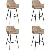Bronx71 Velvet barkruk Fiona taupe 65-78 cm - Barkrukken set van 4 - barstoel