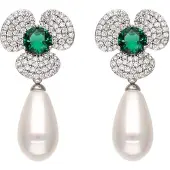 NAEMI Oorbellen groen / zilver / parelwit