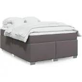 vidaXL Boxspring met matras kunstleer grijs 140x190 cm