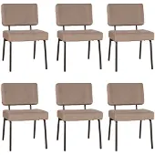 Bronx71 Velvet eetkamerstoel Espen taupe - Eetkamerstoelen set van 6 - stoel