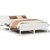 vidaXL Bedframe zonder matras massief grenenhout wit 150x200 cm