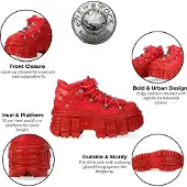 New rock M-106WALL-C13 Metallic Rode Leren Gothic Enkellaarsjes