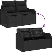 vidaXL Tuinset, 7-delig, 6 zitplaatsen, zwart, polyrotan