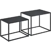 En.casa Bijzettafel set van 2 zwart metaal 35x45x35 - 30x40x30 cm