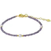 CO88 Collection 8CB-91390 – Armband Dames – Amethist & Shellparel – Goudkleurig – Verstelbaar