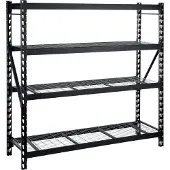 PRACTO rek industrieel met 4 metalen legborden 200x200x60cm zwart 500kg per niveau