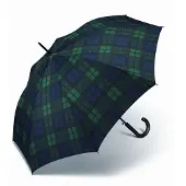 Happy Rain Long Automatische Paraplu - Geruit Blauw-Groen