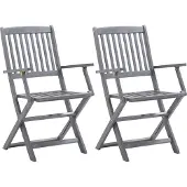 vidaXL Tuinstoelen 2 st inklapbaar met kussens massief acaciahout