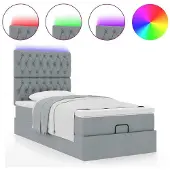 vidaXL Ottoman bed met matras en LED's 90x190cm stof lichtgrijs