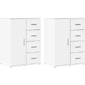 vidaXL Dressoirs 2 st 59x39x80 cm bewerkt hout wit