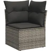 vidaXL 6-delige Loungeset met kussens poly rattan grijs