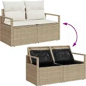 vidaXL Bankstel 5 st Beige en Crème poly rattan