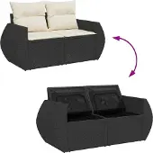 vidaXL Tuinbank Set 12 st 12-Aantal zitplaatsen Zwart en Crème