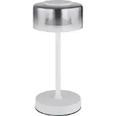Globo Design tafellamp Belinda wit met smoke glas