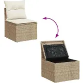vidaXL 5-delige Loungeset met kussens poly rattan beige