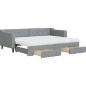 vidaXL Slaapbank met onderschuifbed en lades 80x200 cm stof lichtgrijs