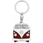 Brisa VW Collection - Volkswagen geëmailleerde metalen sleutelhanger-ring sleutelaccessoire in T1 Bulli Bus-design (voorkant/rood)