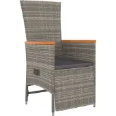 vidaXL 5-delige Tuinset met kussens poly rattan grijs