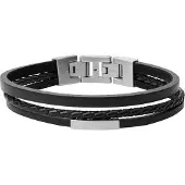 Fossil Armband zwart / zilver
